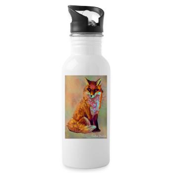 Fuchs Poster - Trinkflasche mit integriertem Trinkhalm - Weiß - Rechts
