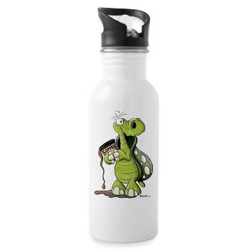 Schildkröte brauch Kaffee - Trinkflasche mit integriertem Trinkhalm - Weiß - Rechts