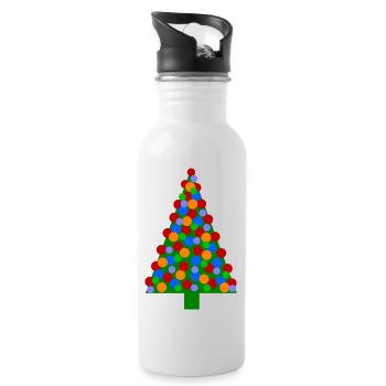 Christmas Tree Christmas - Water bottle with straw - white - Right