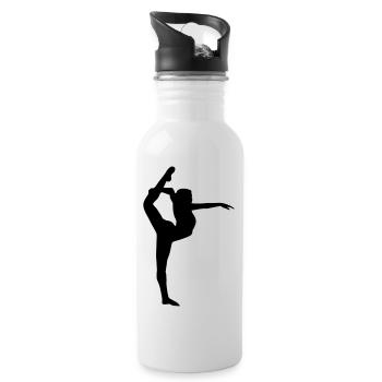 Yoga, Tänzerin, Turnerin - Trinkflasche mit integriertem Trinkhalm - Weiß - Rechts