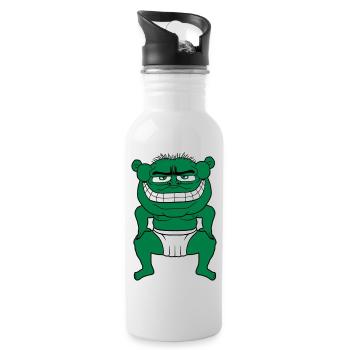 monster ogre troll boese sumo wrestler overweight - Water bottle with straw - white - Right