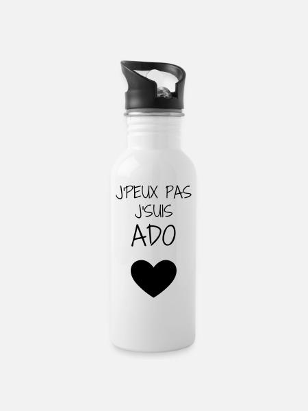 adolescent / enfant / ado / adolescente - Gourde avec paille intégrée - blanc