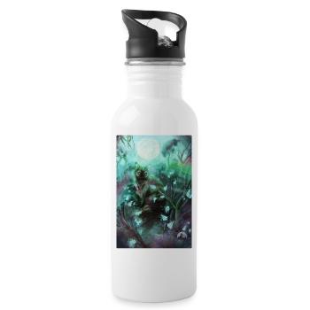 Forest cat in the magic forest - Water bottle with straw - white - Right