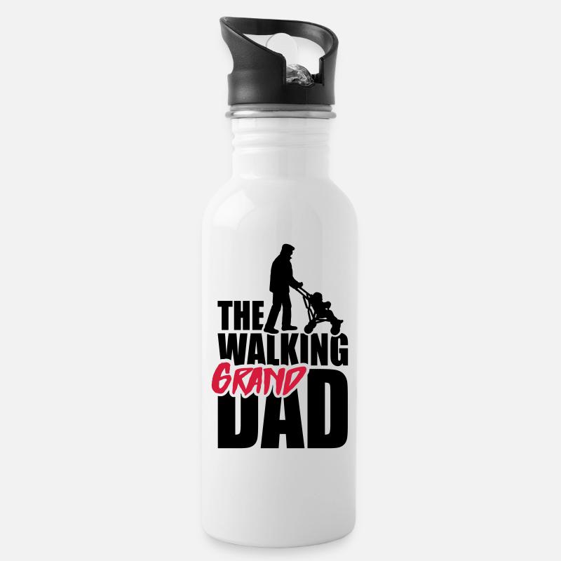 The walking (grand) dad - grandad - Trinkflasche mit integriertem Trinkhalm - Weiß