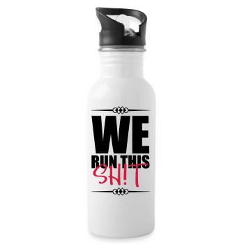 we run this design - Trinkflasche mit integriertem Trinkhalm - Weiß - Rechts