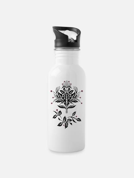 Pan, keltische Cernunnos, Grüne Mann, Pagan Art - Water bottle with straw - white