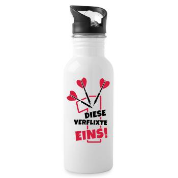 dart humor dartpfeile - Trinkflasche mit integriertem Trinkhalm - Weiß - Rechts