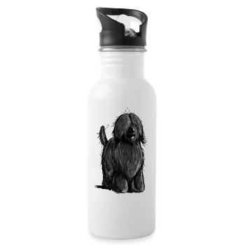 Knuffiger Briard - Berger de Brie - Briarden - Trinkflasche mit integriertem Trinkhalm - Weiß - Rechts