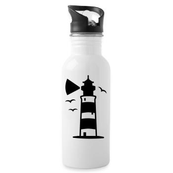 lighthouse - Water bottle with straw - white - Right