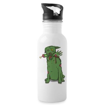 süßer Zombiehund - Trinkflasche mit integriertem Trinkhalm - Weiß - Rechts