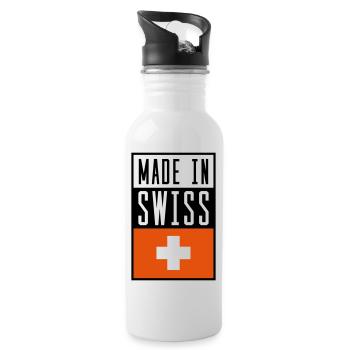 swiss made in - Trinkflasche mit integriertem Trinkhalm - Weiß - Rechts