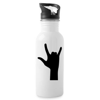 hand rock symbol - Trinkflasche mit integriertem Trinkhalm - Weiß - Rechts