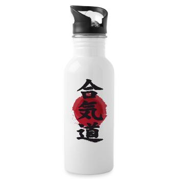 affiche d'aikido kanji japonais japonisches idéogramme - Gourde avec paille intégrée - blanc - Droite