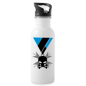 Skull skull and bones medal - Water bottle with straw - white - Right