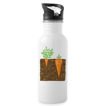 Karotte, Karotten, Möhre, innere Werte, Vergleich - Trinkflasche mit integriertem Trinkhalm - Weiß - Rechts