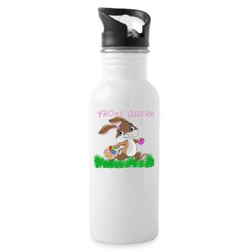 Osterhase mit Korb - Trinkflasche mit integriertem Trinkhalm - Weiß - Rechts