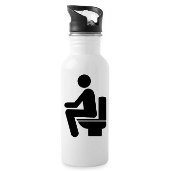 HOMME SUR TOILETTE - Gourde avec paille intégrée - blanc - Droite