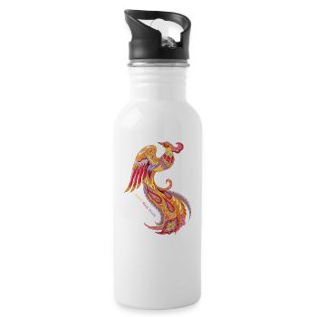 Firebird Rarog slavic phoenix - Water bottle with straw - white - Right