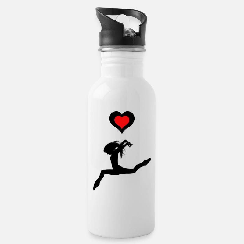 Dancers heart - Trinkflasche mit integriertem Trinkhalm - Weiß