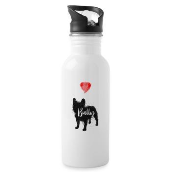 Amour de bouledogue français - Gourde avec paille intégrée - blanc - Droite