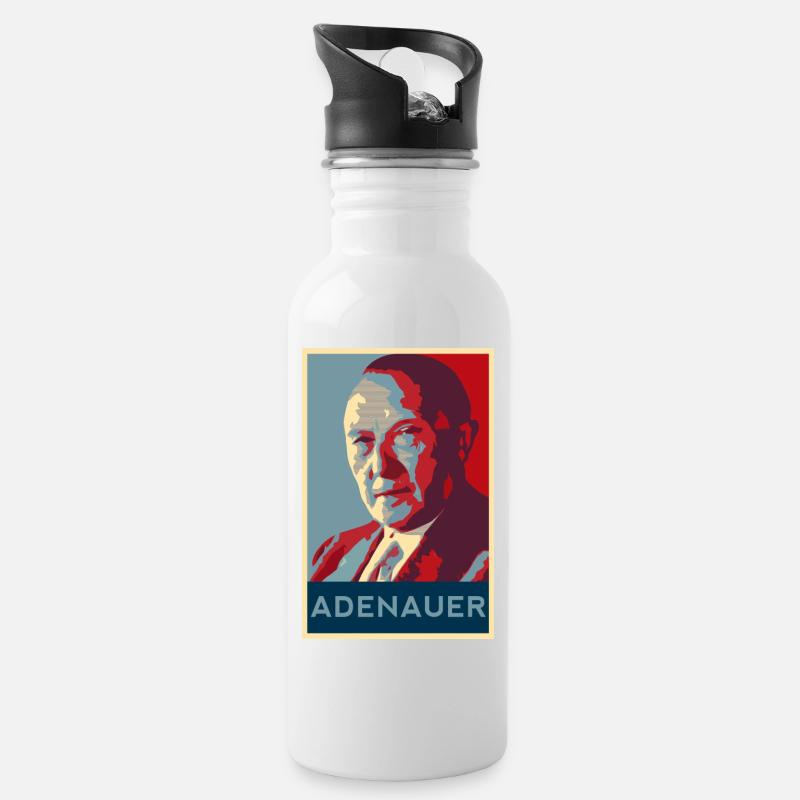 Konrad Adenauer shirt - Water bottle with straw - white