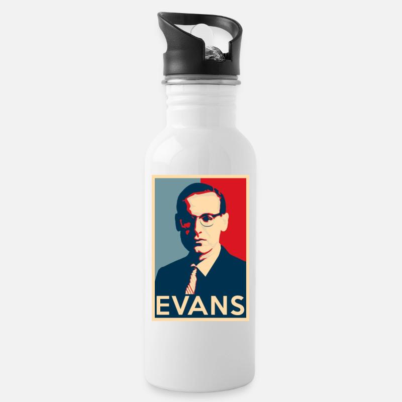 Bill Evans Hope Poster - Größen der Jazz Geschicht - Trinkflasche mit integriertem Trinkhalm - Weiß