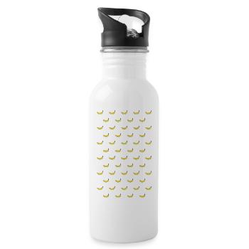 Banana pattern many banana grid yellow fruit - Water bottle with straw - white - Right