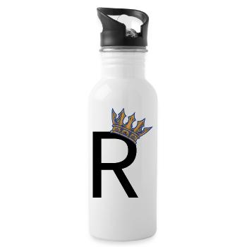 R avec couronne – Motif royal de faute de frappe - Gourde avec paille intégrée - blanc - Droite