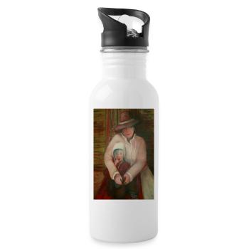 Romantische Frau und Kind Kreative Malerei, Kunst - Trinkflasche mit integriertem Trinkhalm - Weiß - Rechts