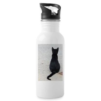 Katze Kätzchen Katzenshirt Geschenk - Trinkflasche mit integriertem Trinkhalm - Weiß - Rechts