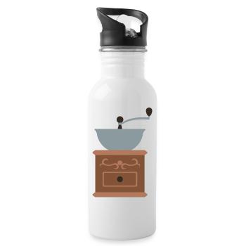 Kaffeemühle - Trinkflasche mit integriertem Trinkhalm - Weiß - Rechts