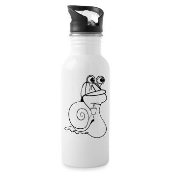 Schnecke lustig detektiv - Trinkflasche mit integriertem Trinkhalm - Weiß - Rechts