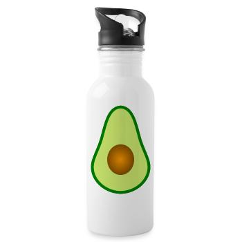 Avocado mit Kern Design zum personalisieren - Trinkflasche mit integriertem Trinkhalm - Weiß - Rechts