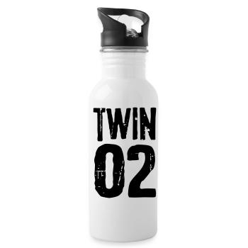 Twin 01 02 Zwillinge Partnerlook Zwilling Geschenk - Trinkflasche mit integriertem Trinkhalm - Weiß - Rechts