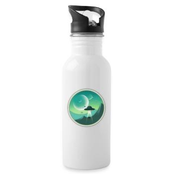 Planet X. Entführung in der Nacht von - Trinkflasche mit integriertem Trinkhalm - Weiß - Rechts