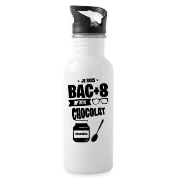 BAC+8 CHOCOLAT idée cadeau personnalisé gourmand - Gourde avec paille intégrée - blanc - Droite