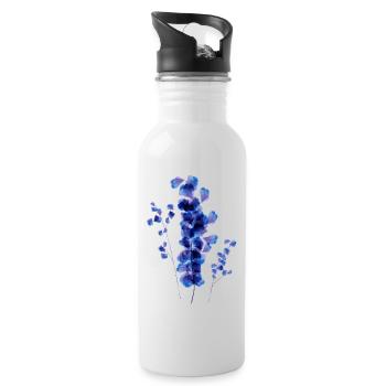 Delphinium Aquarellblume - Trinkflasche mit integriertem Trinkhalm - Weiß - Rechts