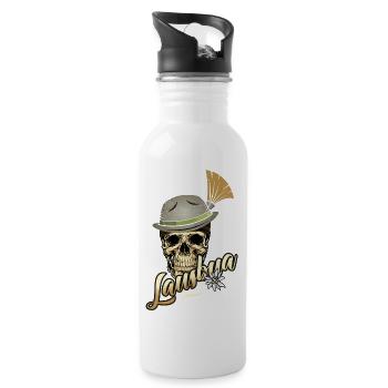 Lausbua Totenkopf Bayern Bayrischer Bua Lederhose - Trinkflasche mit integriertem Trinkhalm - Weiß - Rechts