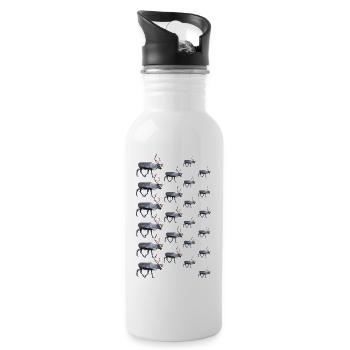 Rentier - Trinkflasche mit integriertem Trinkhalm - Weiß - Rechts