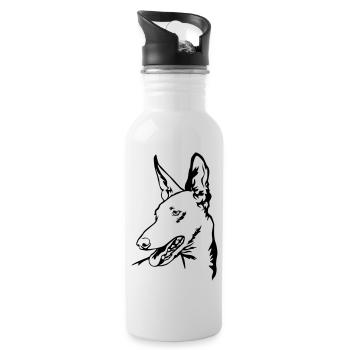 Podenco Kopf - Trinkflasche mit integriertem Trinkhalm - Weiß - Rechts