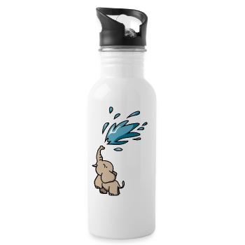 Baby elephant splashes water Elephant water splash - Water bottle with straw - white - Right