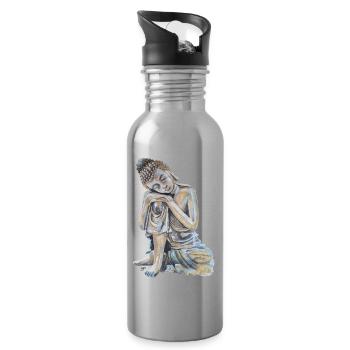 chilling buddha relaxed, zen Shirt for yoga - Trinkflasche mit integriertem Trinkhalm - Lightsilver - Rechts