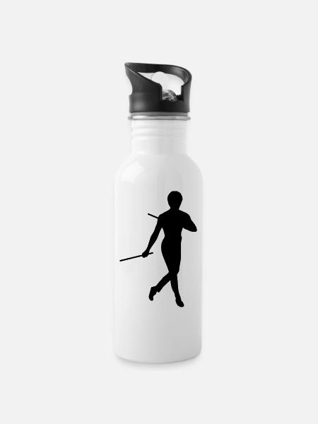 Bruce lee kung fu escrima shadow figure - Water bottle with straw - white