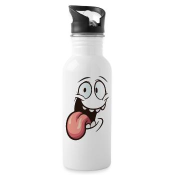 Smile comic lustig - Trinkflasche mit integriertem Trinkhalm - Weiß - Rechts
