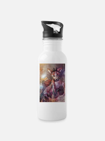 Faunia Fox - Trinkflasche mit integriertem Trinkhalm - Weiß