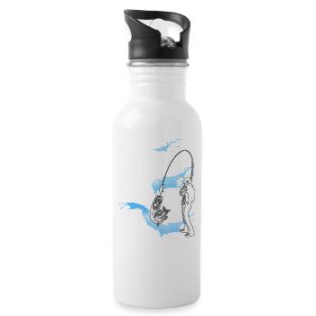 Je peux pas j'ai pêche pêche pêche pêche pêche - Gourde avec paille intégrée - blanc - Droite