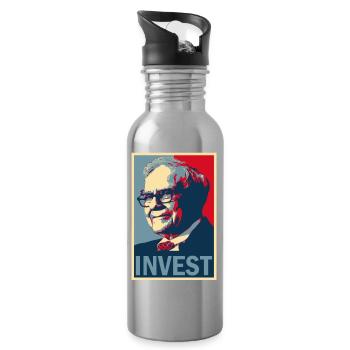 warren buffett invest II buy and hold stock exchange - Water bottle with straw - silver - Right