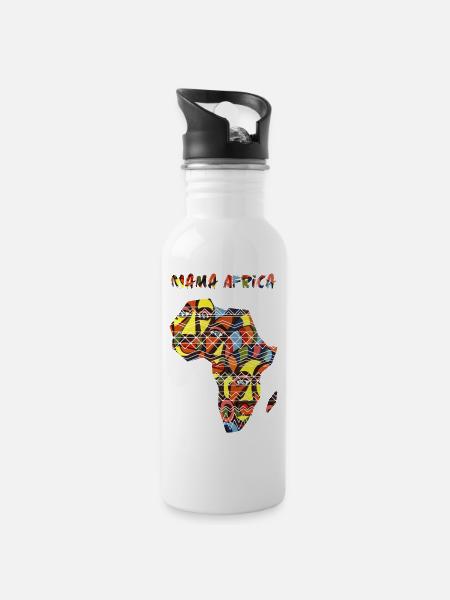 Mama Afrique - Gourde avec paille intégrée - blanc