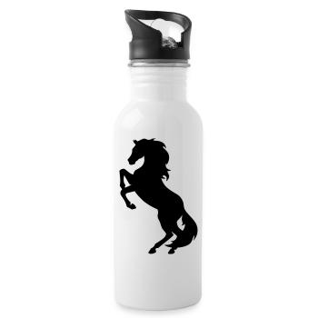 Pferd - Trinkflasche mit integriertem Trinkhalm - Weiß - Rechts