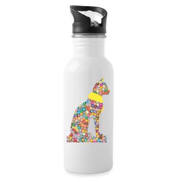 Cat Flower Pharaohs Ancient - Water bottle with straw - white - Right